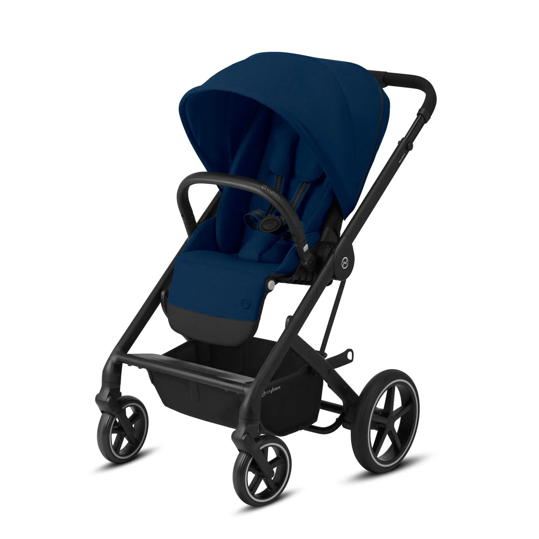 Cybex Balios S Lux с тёмно-синим прогулочным блоком на чёрном шасси