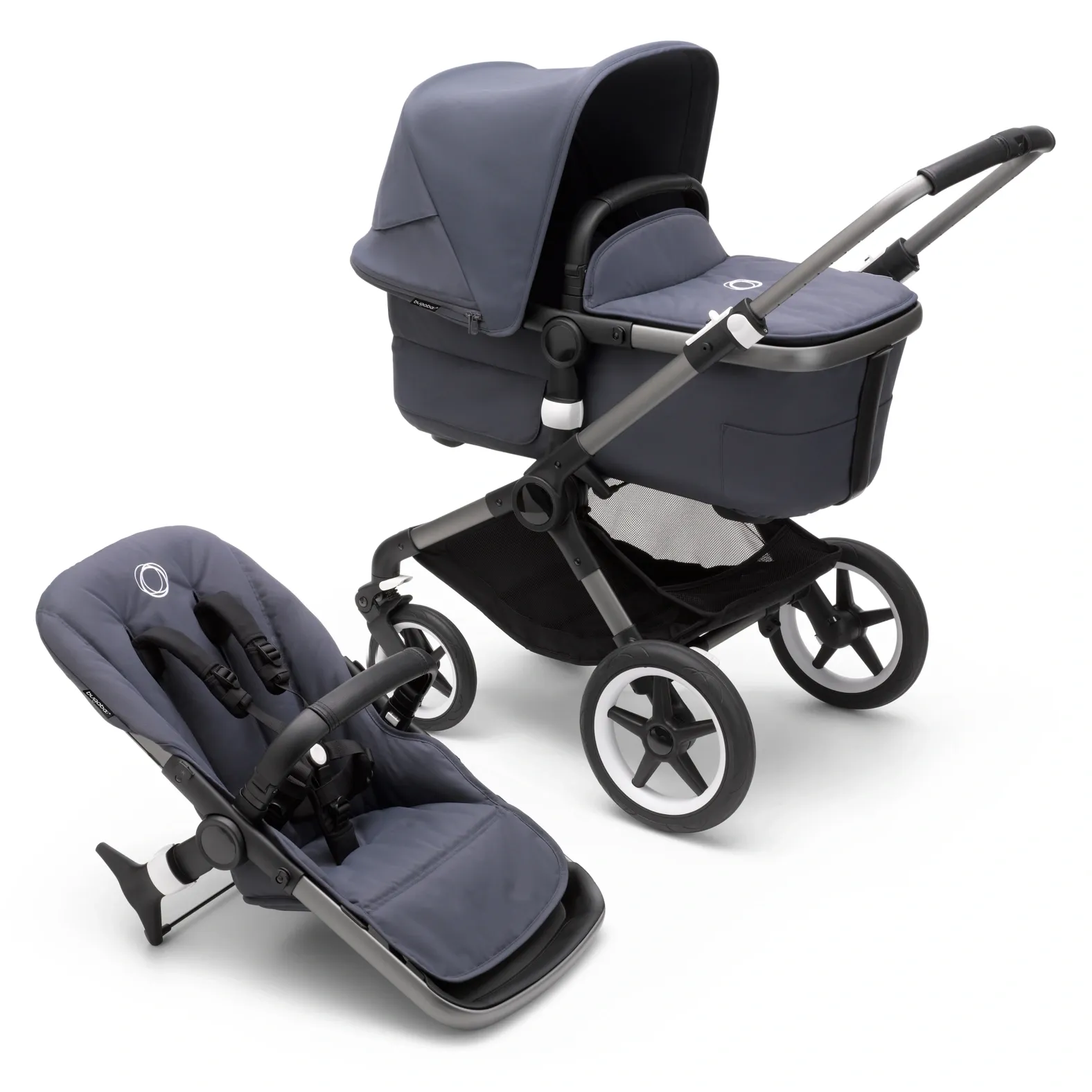 Коляска Bugaboo Fox 3 Stormy Blue с люлькой и отдельным прогулочным блоком