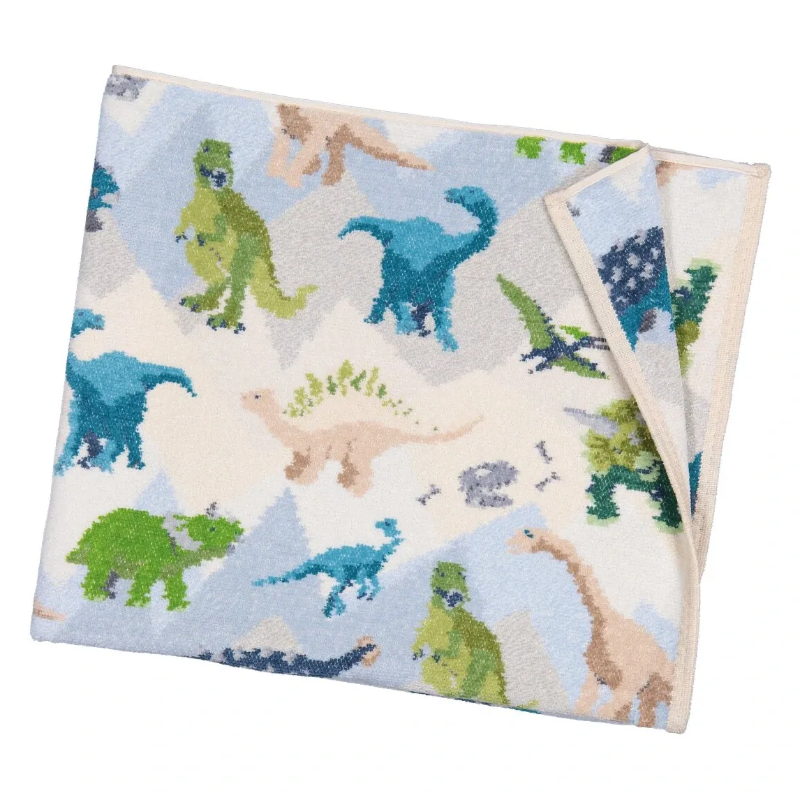 Банное полотенце Feiler Jurassic 75×125 см с рисунком динозавров, голубое