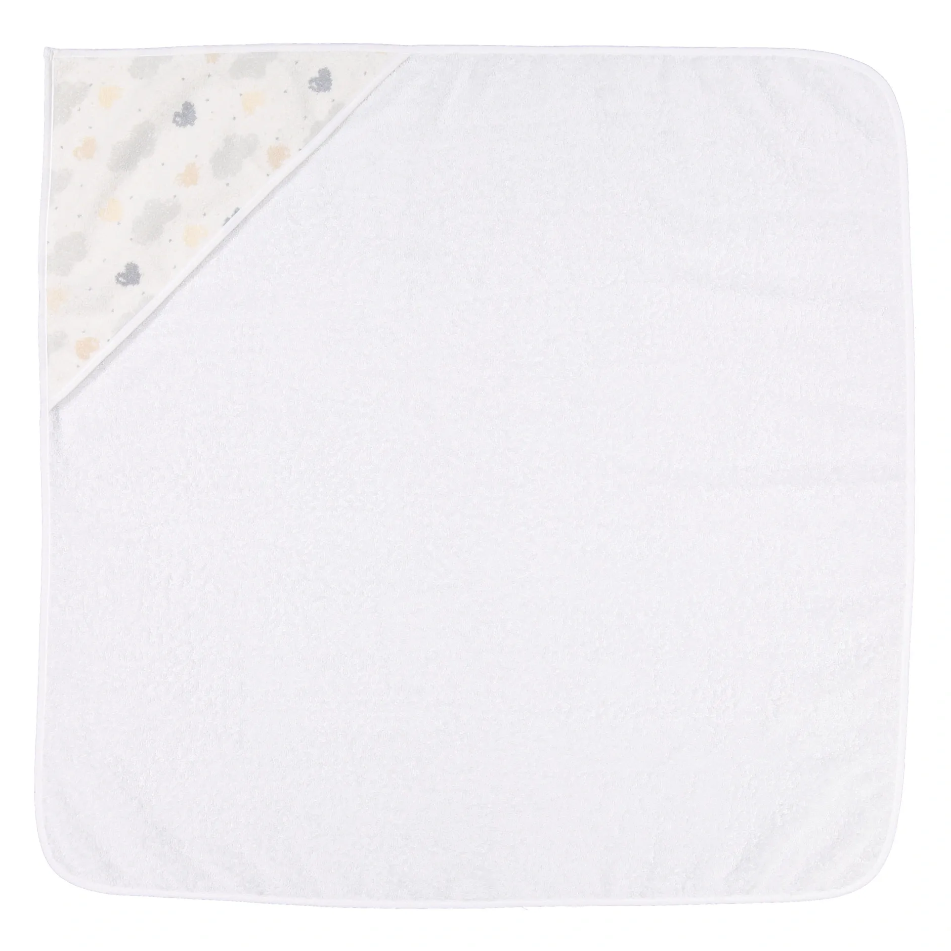 Полотенце с капюшоном Feiler Lovely Sky 80×80 см, белое с облаками на подкладке капюшона
