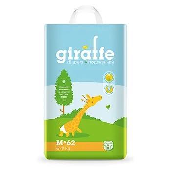 Подгузники Lovular Giraffe размера M, упаковка 62 шт.