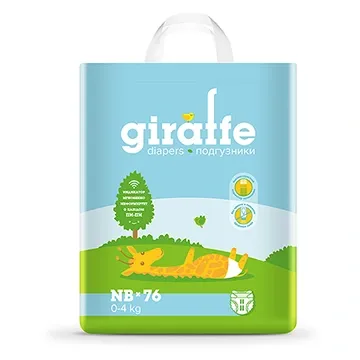 Подгузники Lovular Giraffe размера NB, упаковка 76 шт.