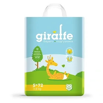 Подгузники Lovular Giraffe размера S, упаковка 72 шт.