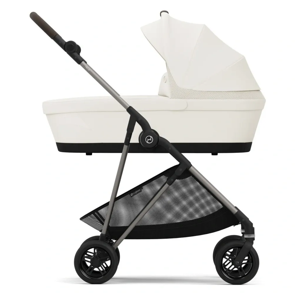 Люлька Cybex Melio молочно-белого цвета на шасси цвета таупе
