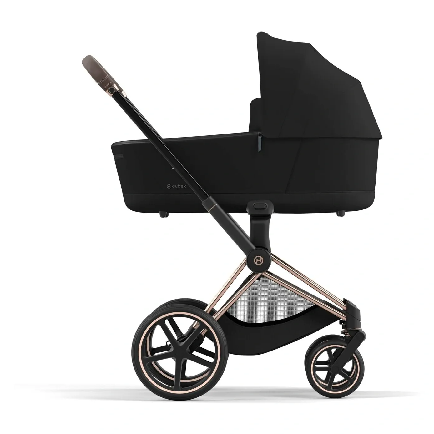 Люлька Cybex Priam Lux чёрного цвета на шасси цвета розового золота