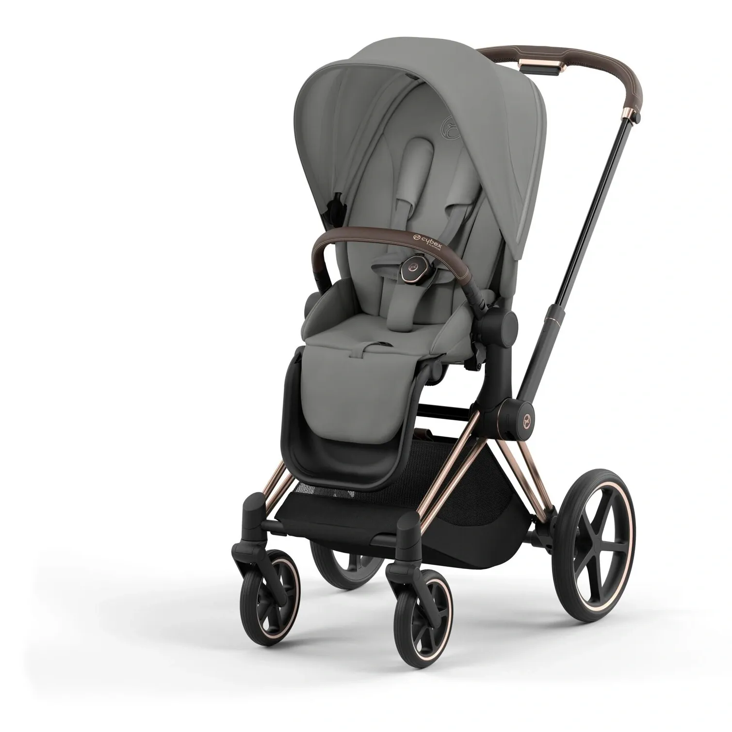 Прогулочный блок Cybex Priam серого цвета на шасси цвета розового золота