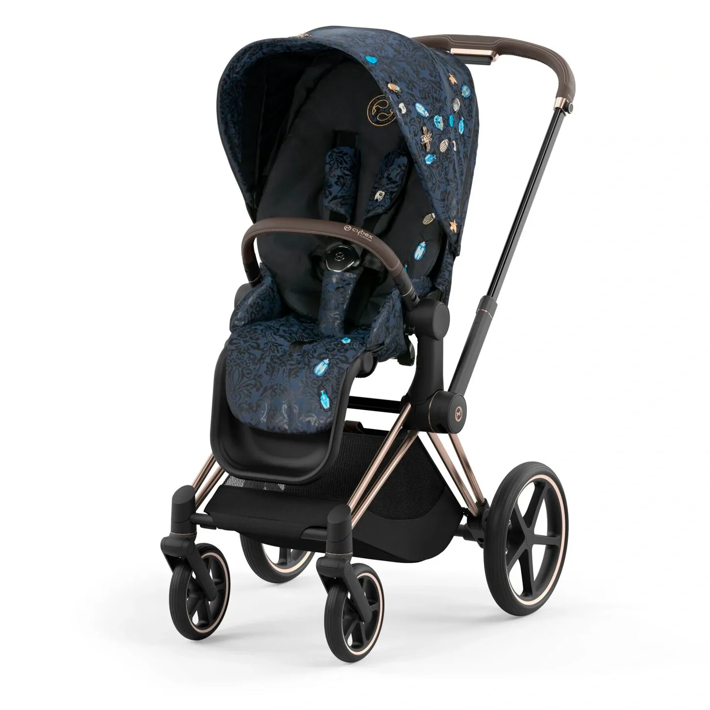 Прогулочный блок Cybex Priam в отделке Jewels of Nature на шасси цвета розового золота